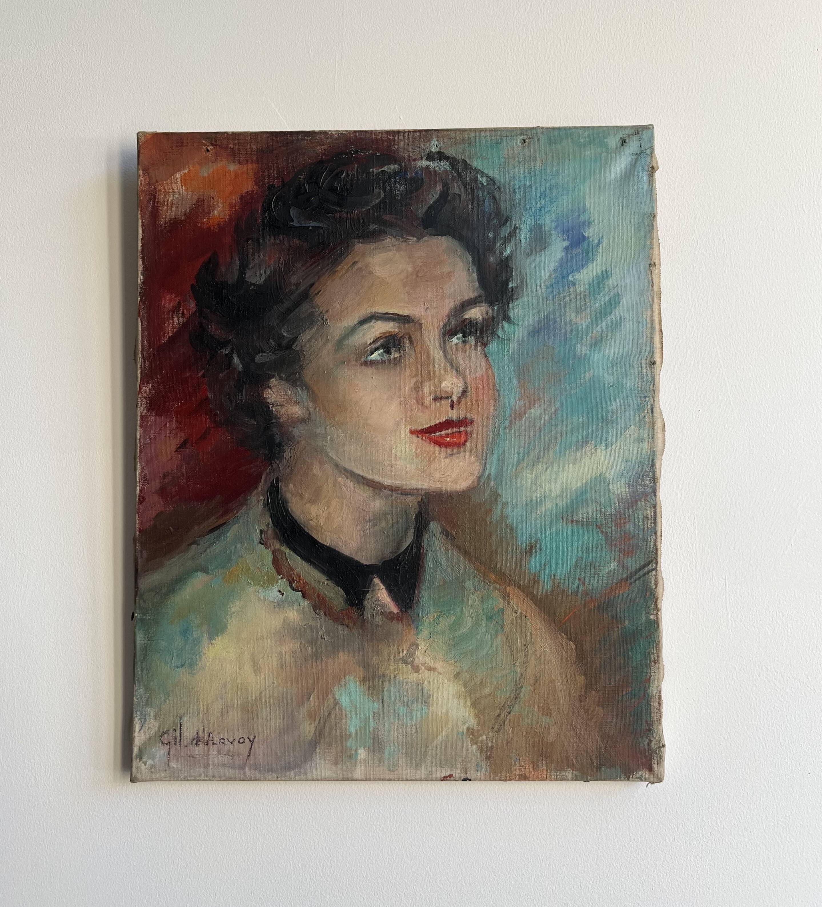 Portrait of a young woman by Gil d'Arvoy. 1950. Oil on canvas