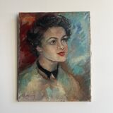Portrait of a young woman by Gil d'Arvoy. 1950. Oil on canvas