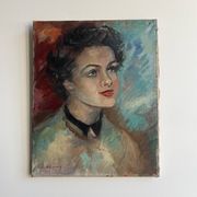 Portrait of a young woman by Gil d'Arvoy. 1950. Oil on canvas