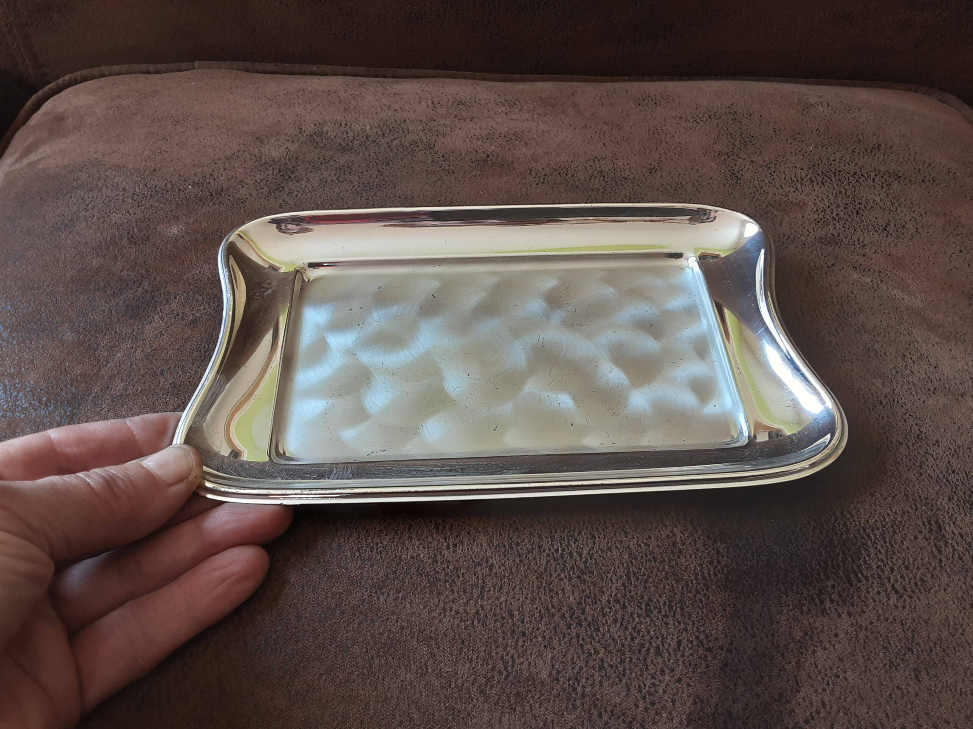 Silver metal butter dish