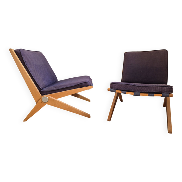 Pair de fauteuils Ciseau n.92 Pierre Jeanneret