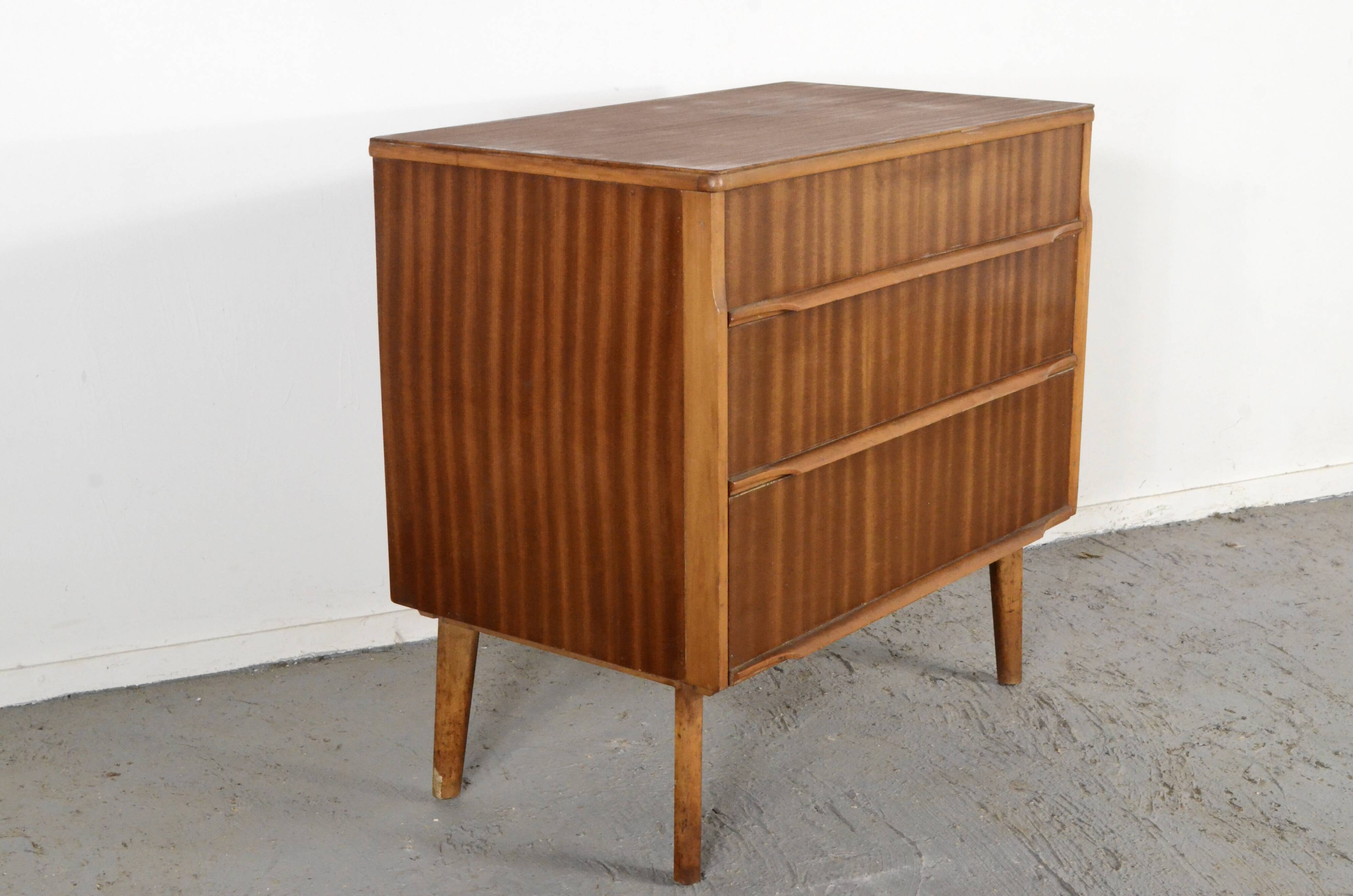 Vintage Midcentury Satinwood Chest Of Drawers / Tallboy. Delivery. Modern /