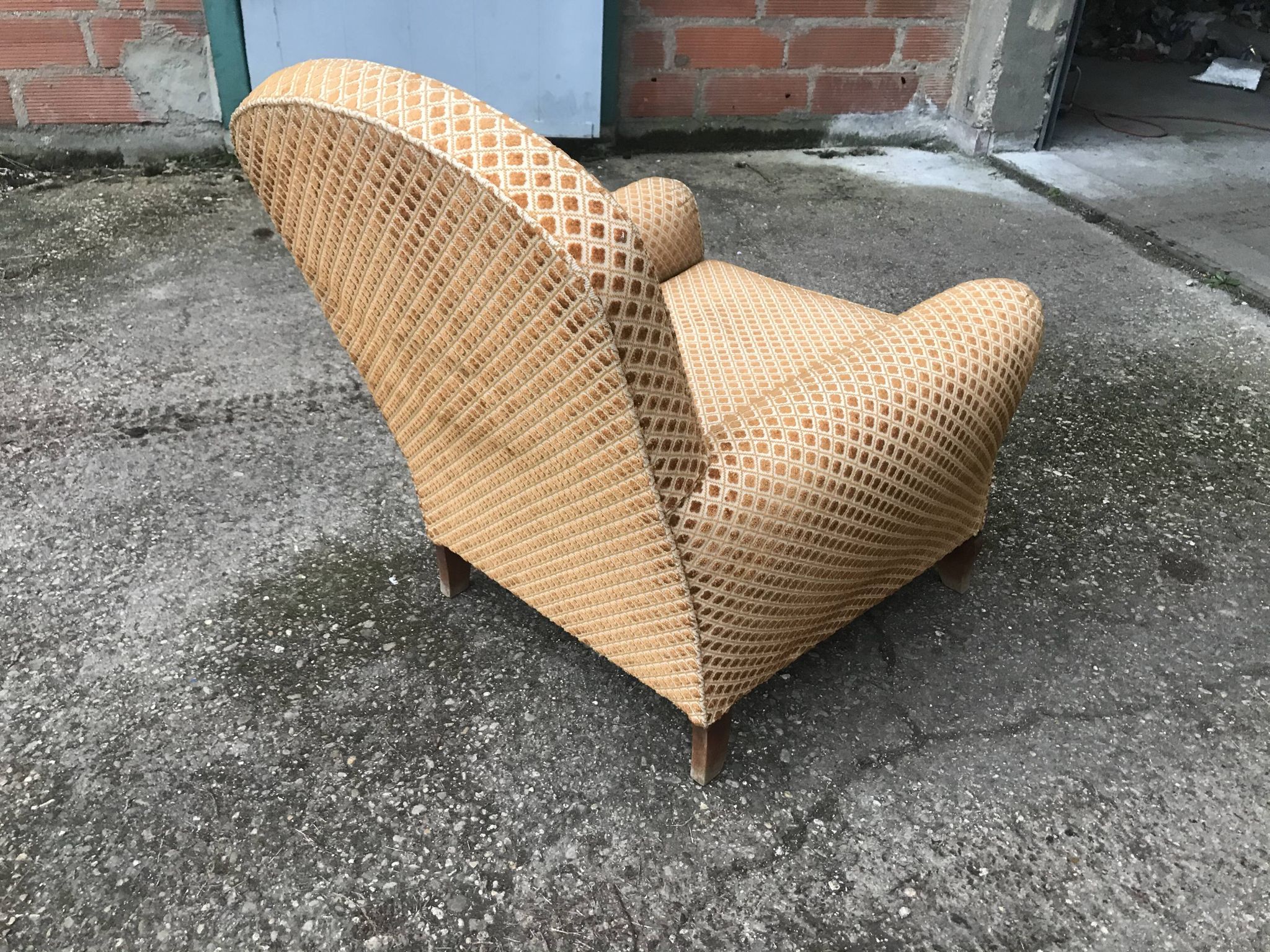 Fauteuil club velours 1970