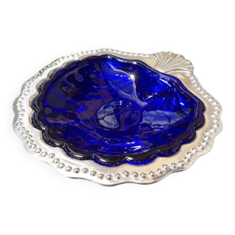 Blue cobalt butter dish