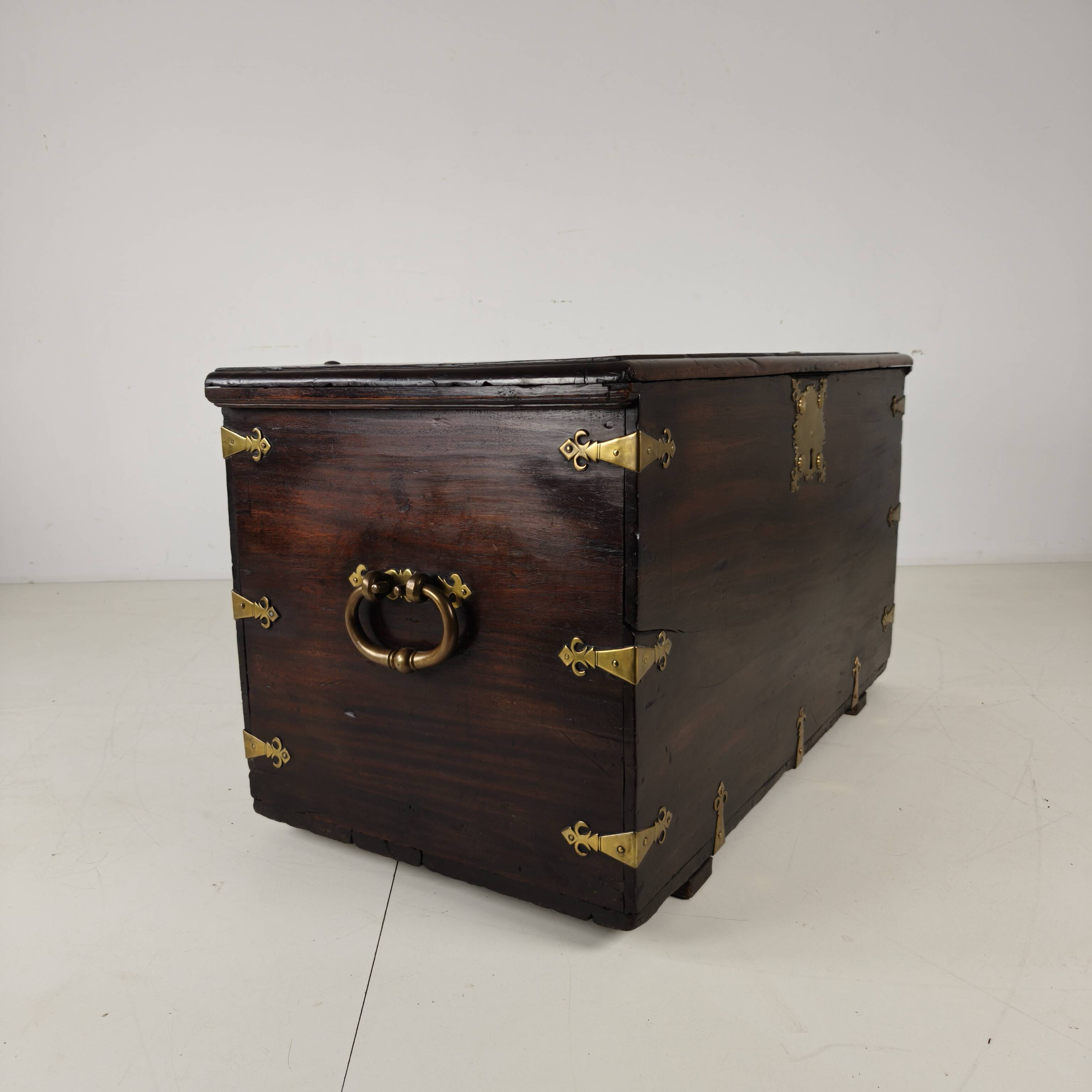 18th Century Dutch VOC Colonial Chest with Brass Mounts