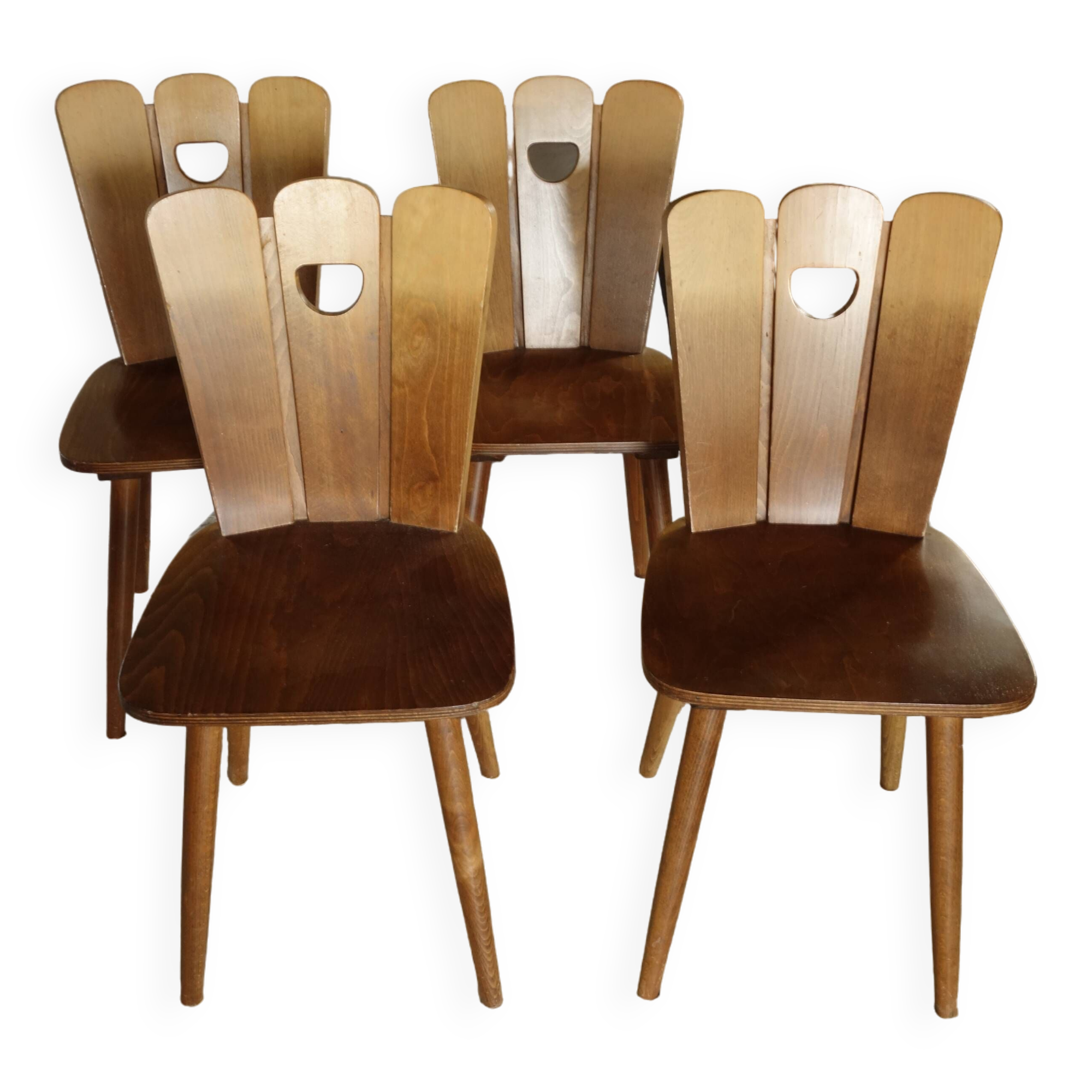 Scandinavian midcentury wooden chairs.