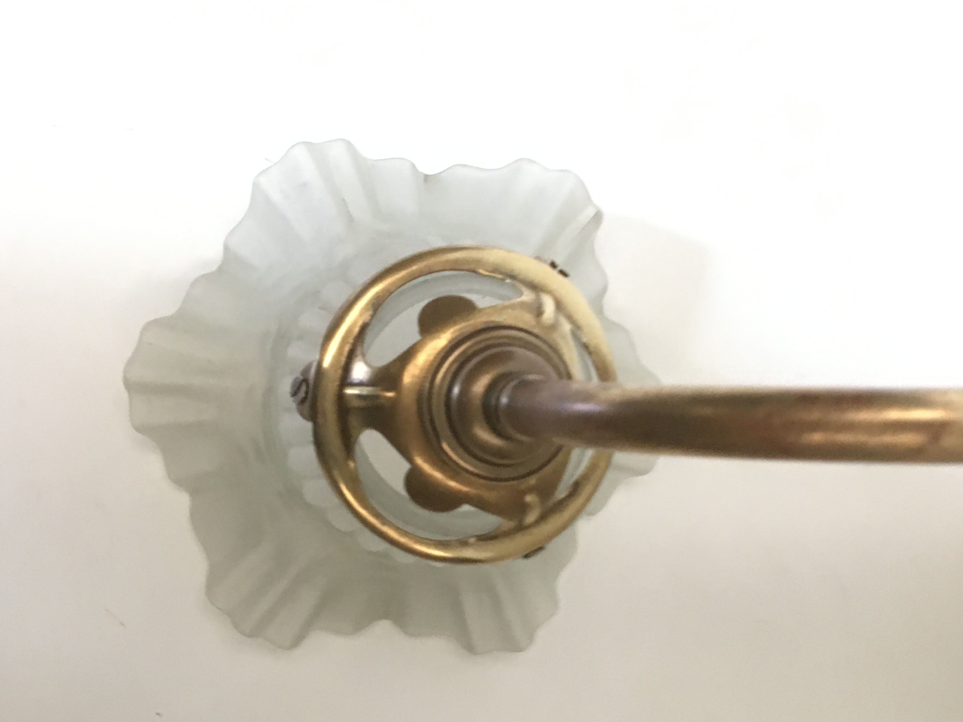 Brass art deco and pressed glass tulip