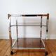 Chrome metal and smoked glass dessert table, 1980s.
