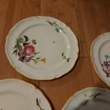 10 dessert plates painted decorated with flowers, insects (all different)