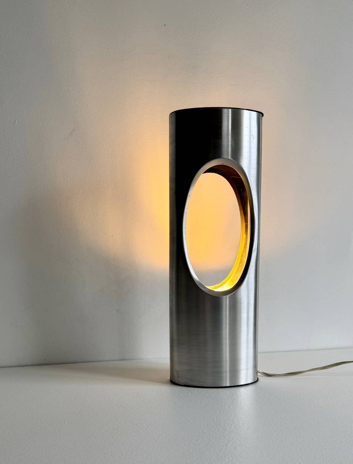 Vintage table lamp, aluminum, France 1970