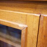 Vintage wooden glass bookcase cabinet