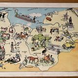 Old poster illustrated map of Normandy 1927 - JP Pinchon