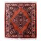 Vintage Sarouk wool rug, rose field & diamond medallion, c. 1950s