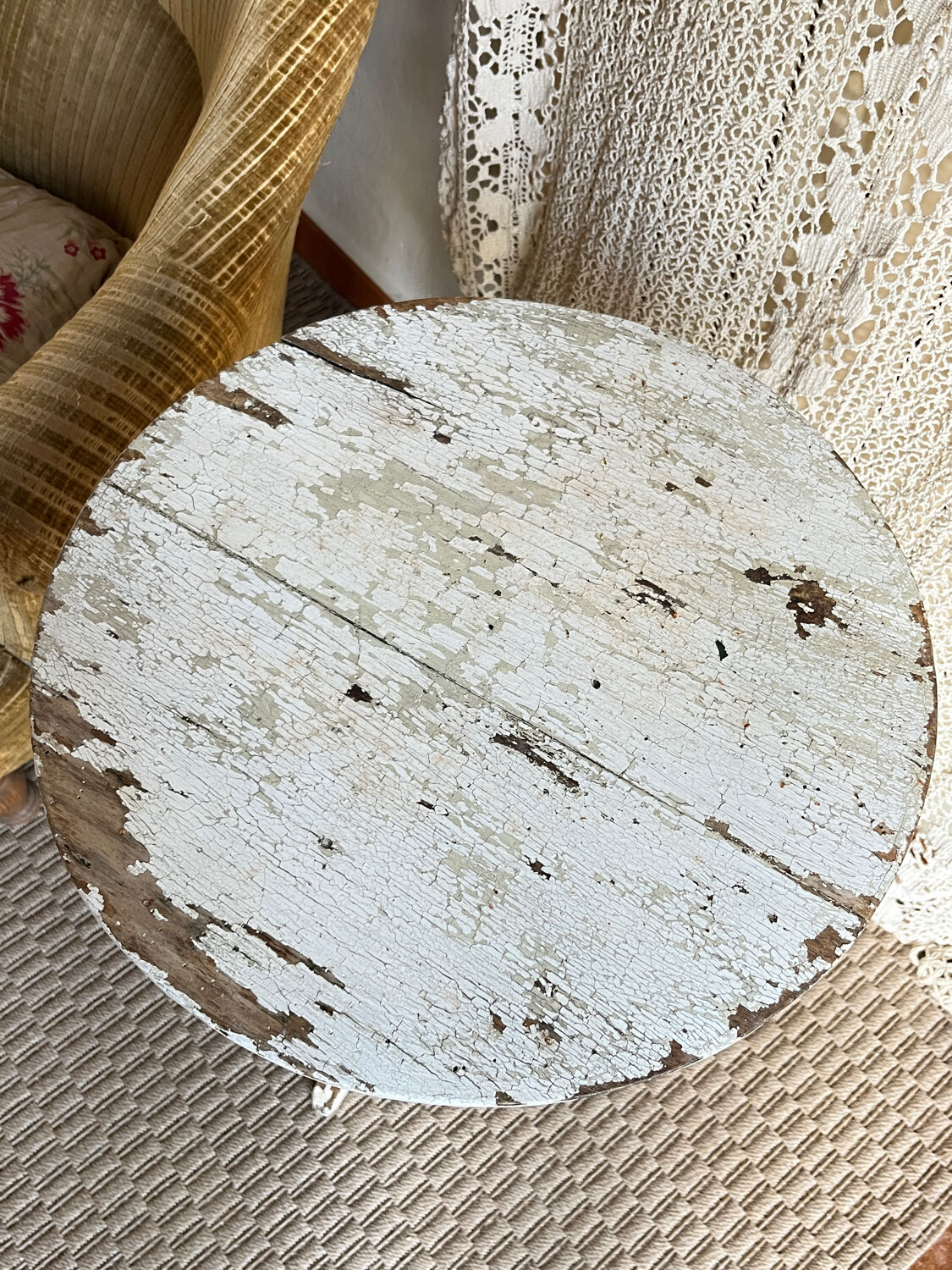 Small side table with an antique finish