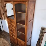 Meuble ancien vitré avec de nombreux tiroirs
