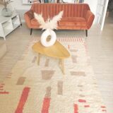 Berber carpet Azilal wool with two-tone geometric patterns