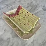 Plat et égouttoir à asperges en barbotine