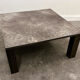 French 1970s slate & solid oak coffee table — textural slate slab, sculptural presence