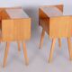 Mid-Century Modern Bedside Tables in Oak and Glass, 1950s, Set of 2