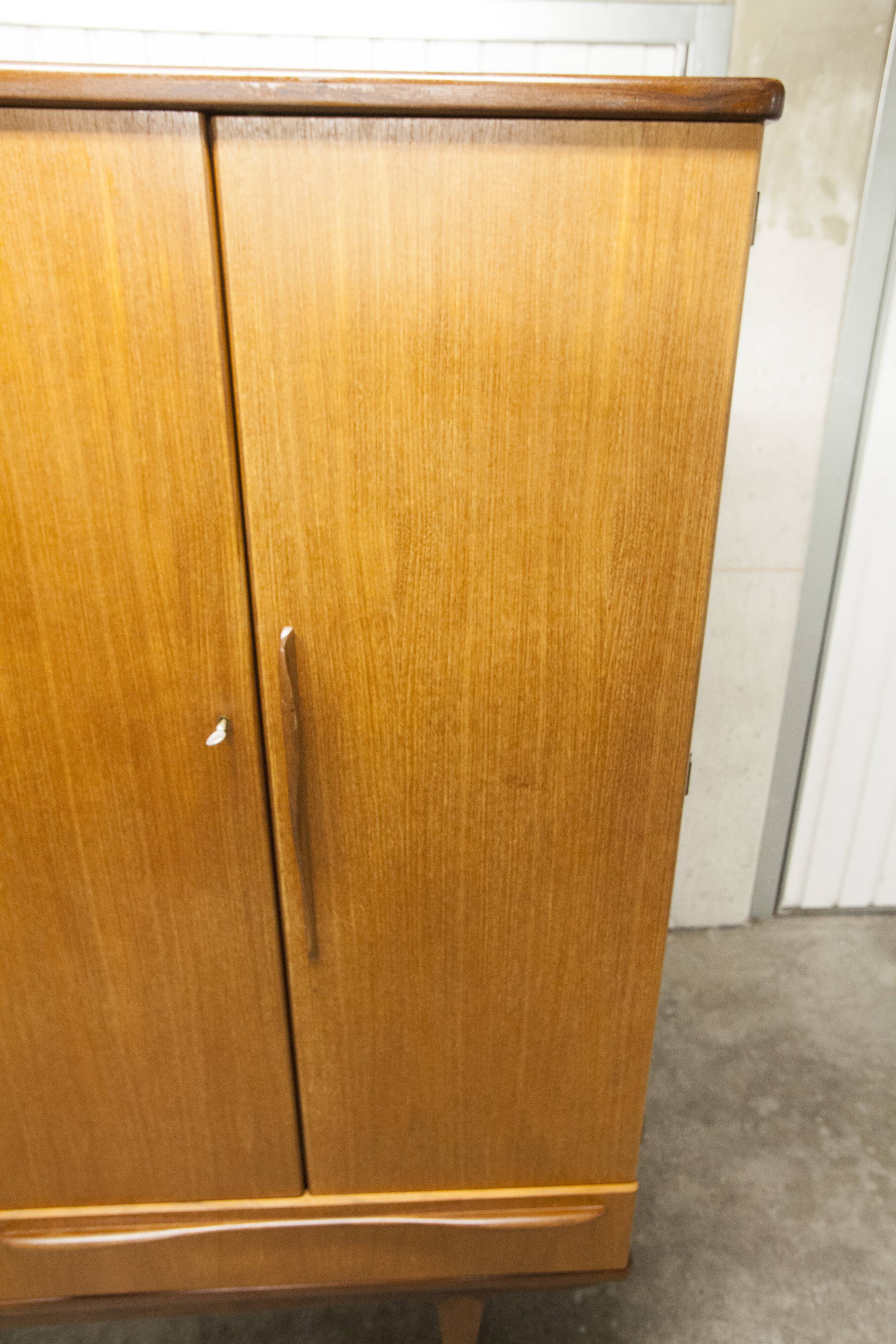 Scandinavian wardrobe 1960 teak 4 doors, 3 drawers, 2keys