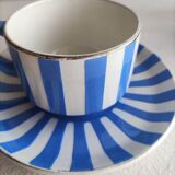 Cup and under cup earthenware Sarguemine Fox Trot
