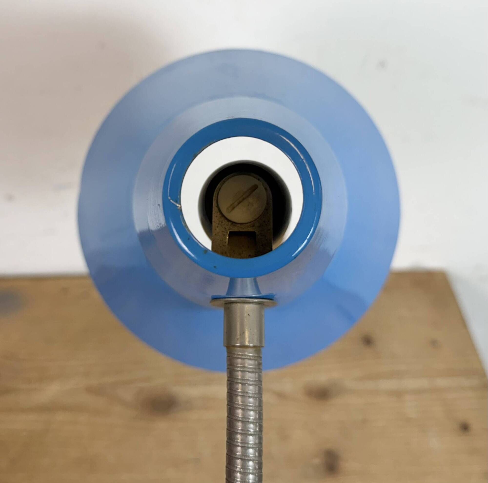 Blue Industrial German Workshop Table Lamp from Reif Dresden, 1960s