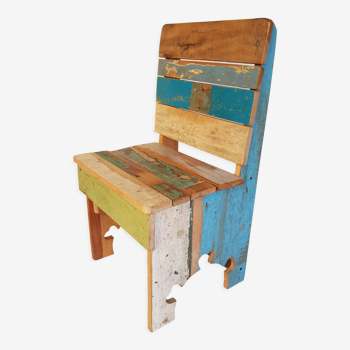 Chaise enfant en bois polychrome