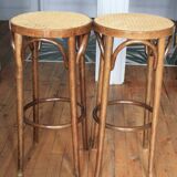 high cane and wood stool