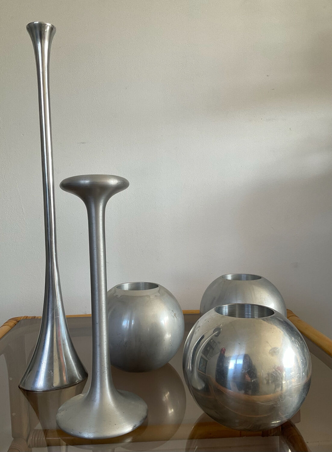 Set of 5 vintage IKEA aluminum candle holders