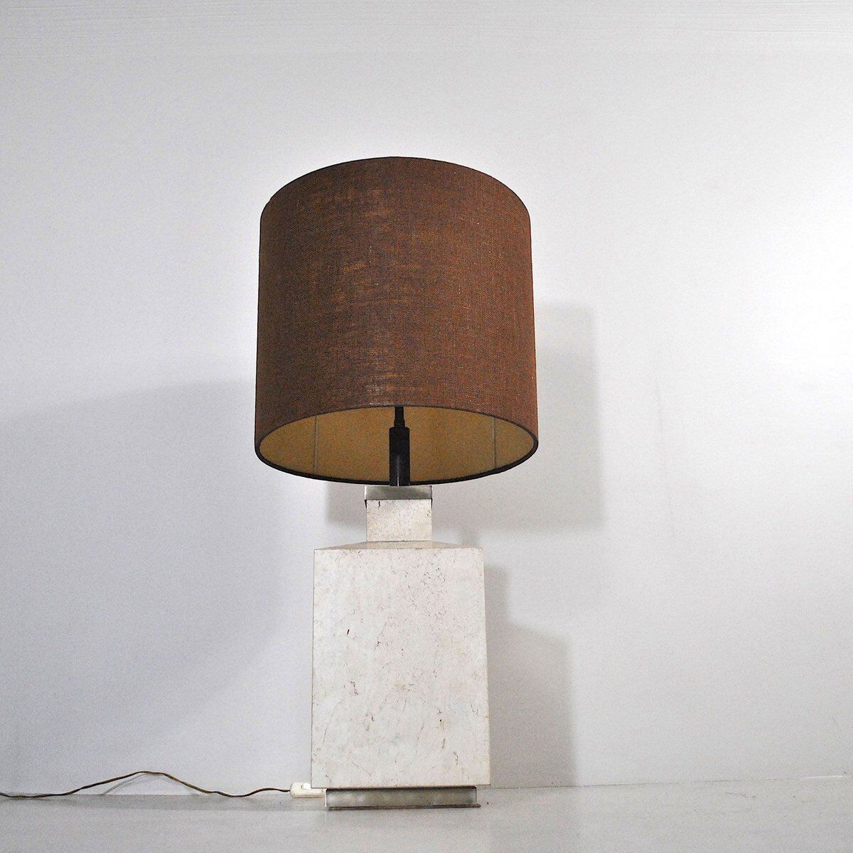 1970s travertine table lamp