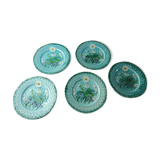 Lot of old majolica plates, flower décor, from Villeroy & Boch