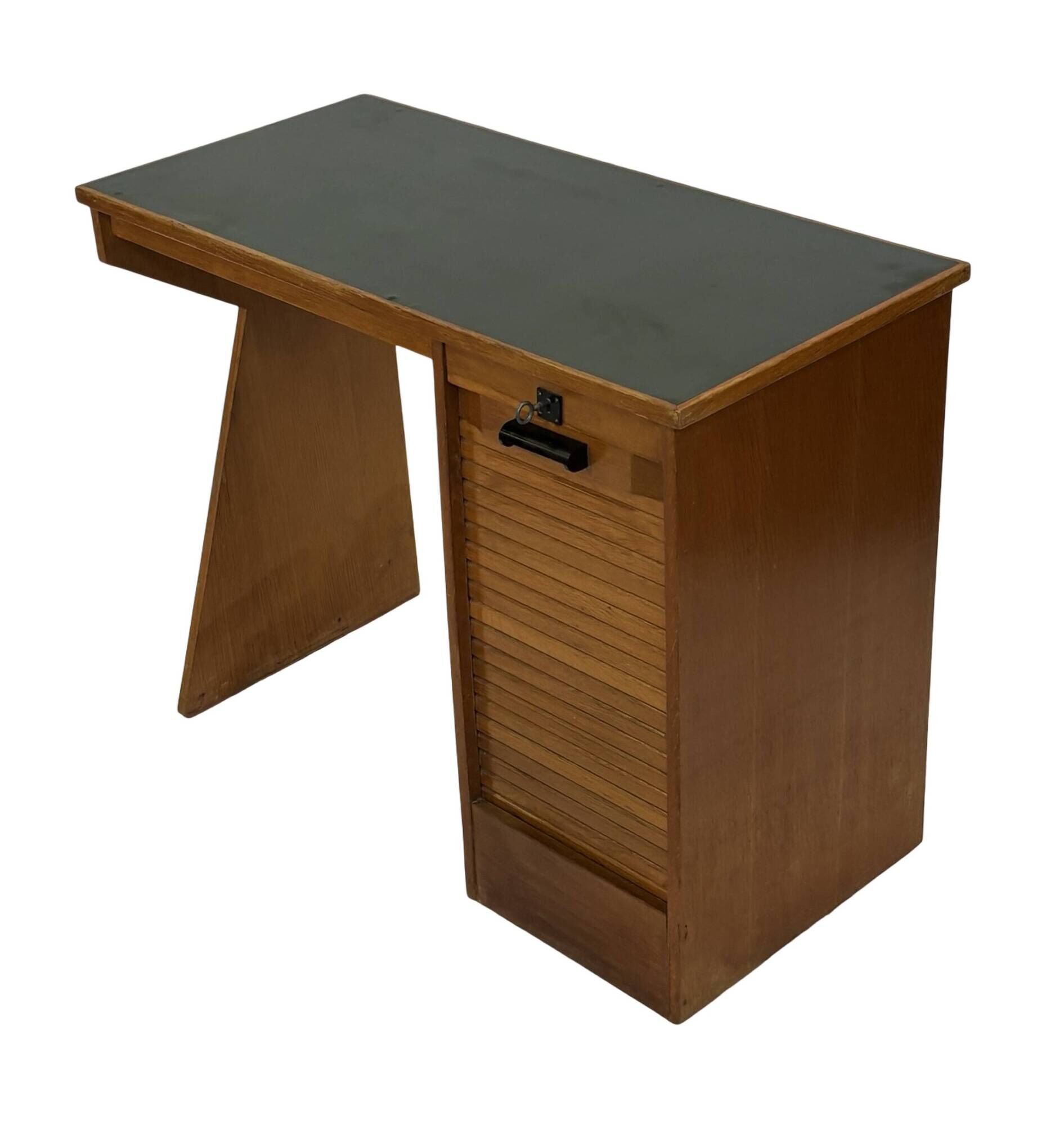 Art Deco desk, minimalist design in oak, unique 40s design, Netherlands.