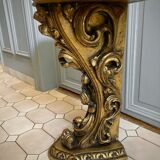 Carved wooden and marble console