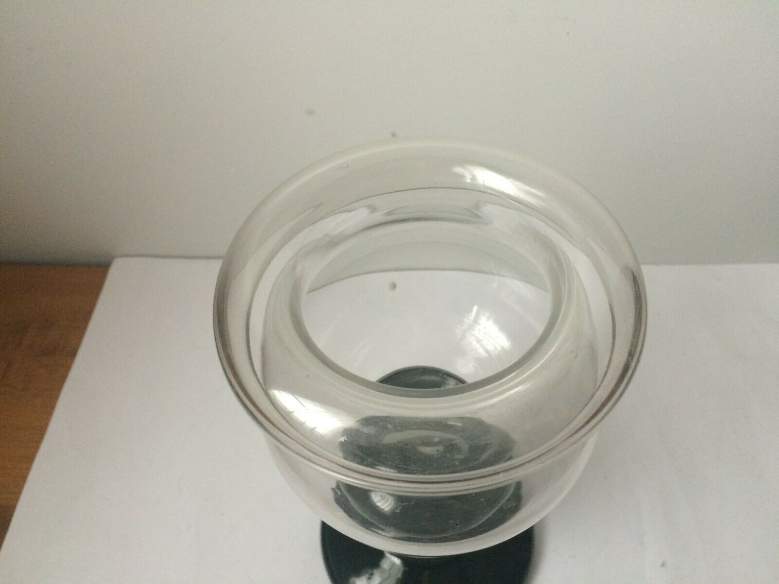 Vase ball on foot in smoked glass 70s