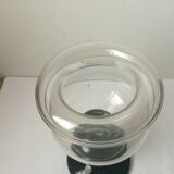 Vase ball on foot in smoked glass 70s