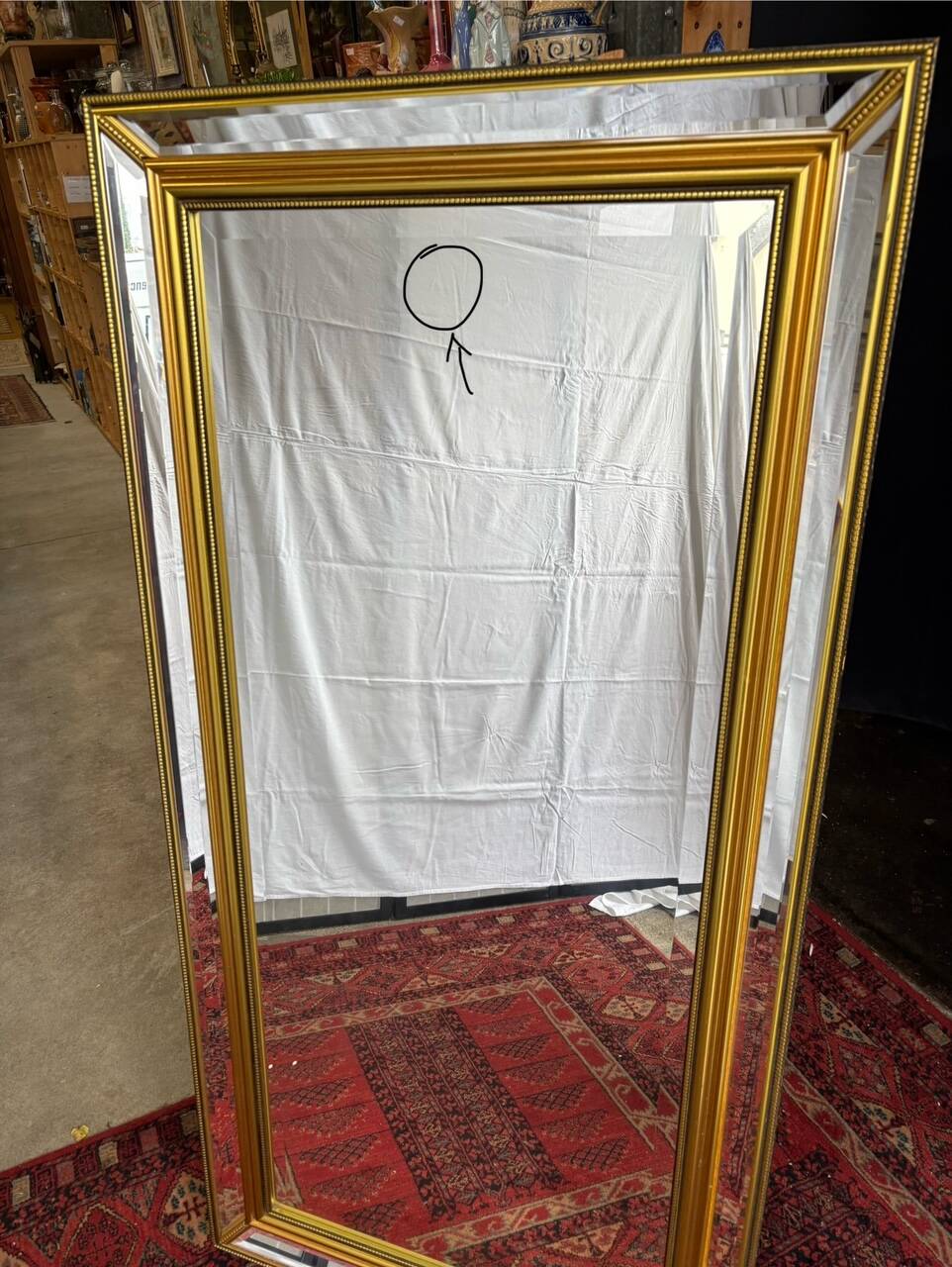 Large gilt mirror with beveled glass - Louis Philippe style