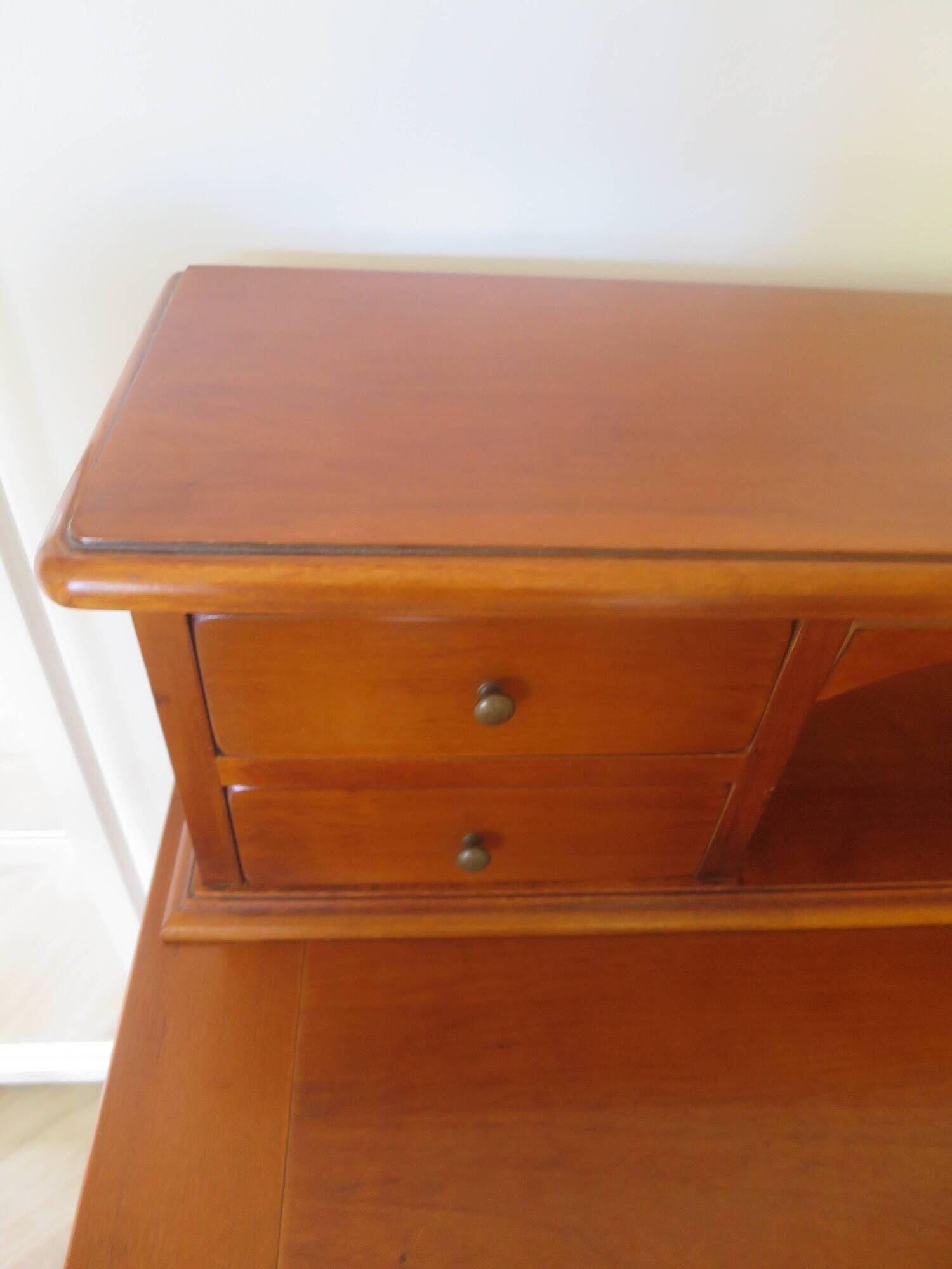 Vintage commode secretary dressing table sliding top 7 drawers cherry wood