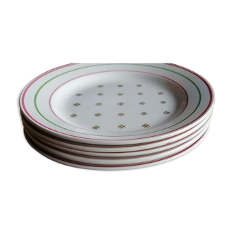 Assiettes à dessert anciennes, faïence Kg Lunéville, motif graphique, vintage 60