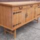 Console table in rattan and bamboo, (Attributed to Audoux-Minet)