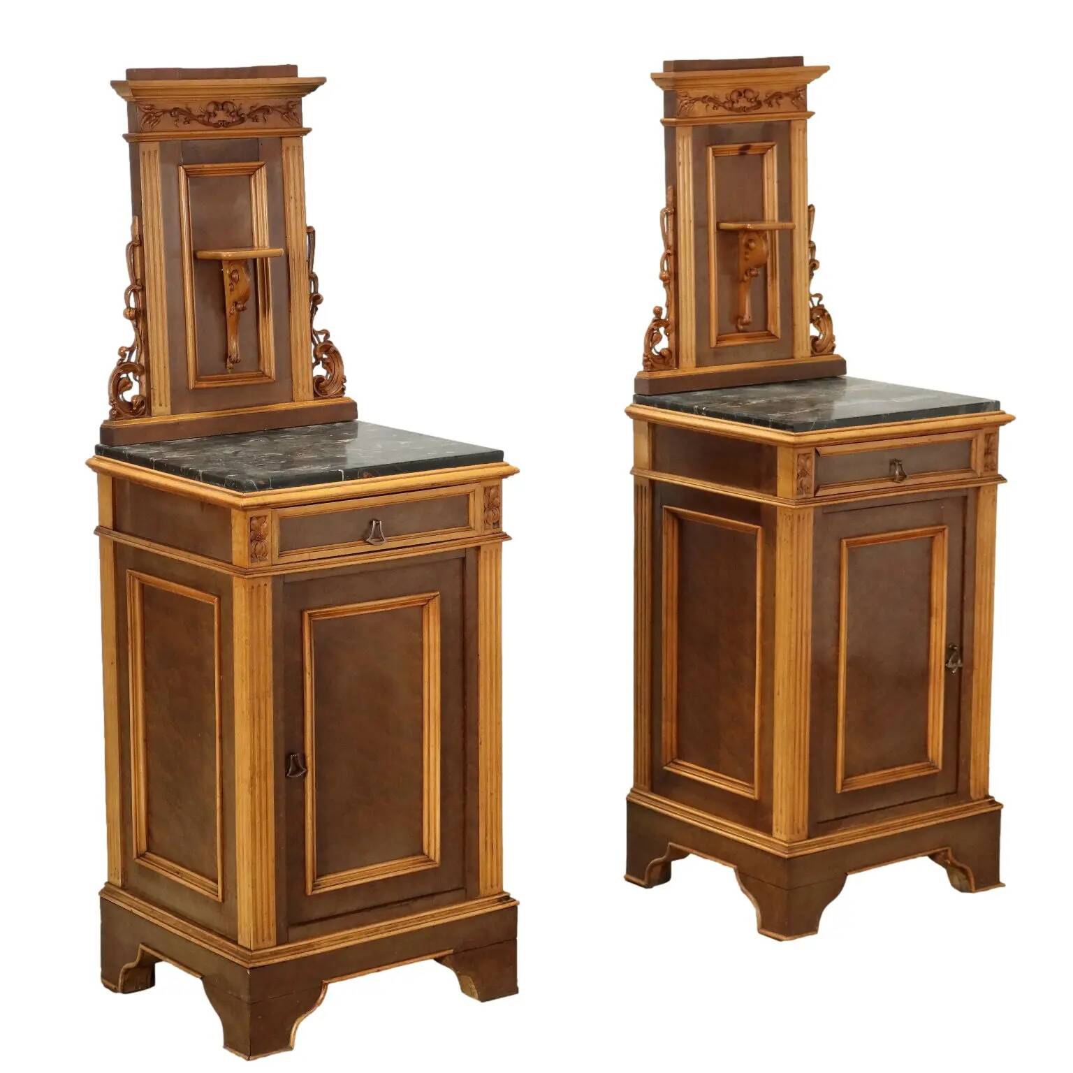Antique Art Nouveau bedside tables Italy 19th Century