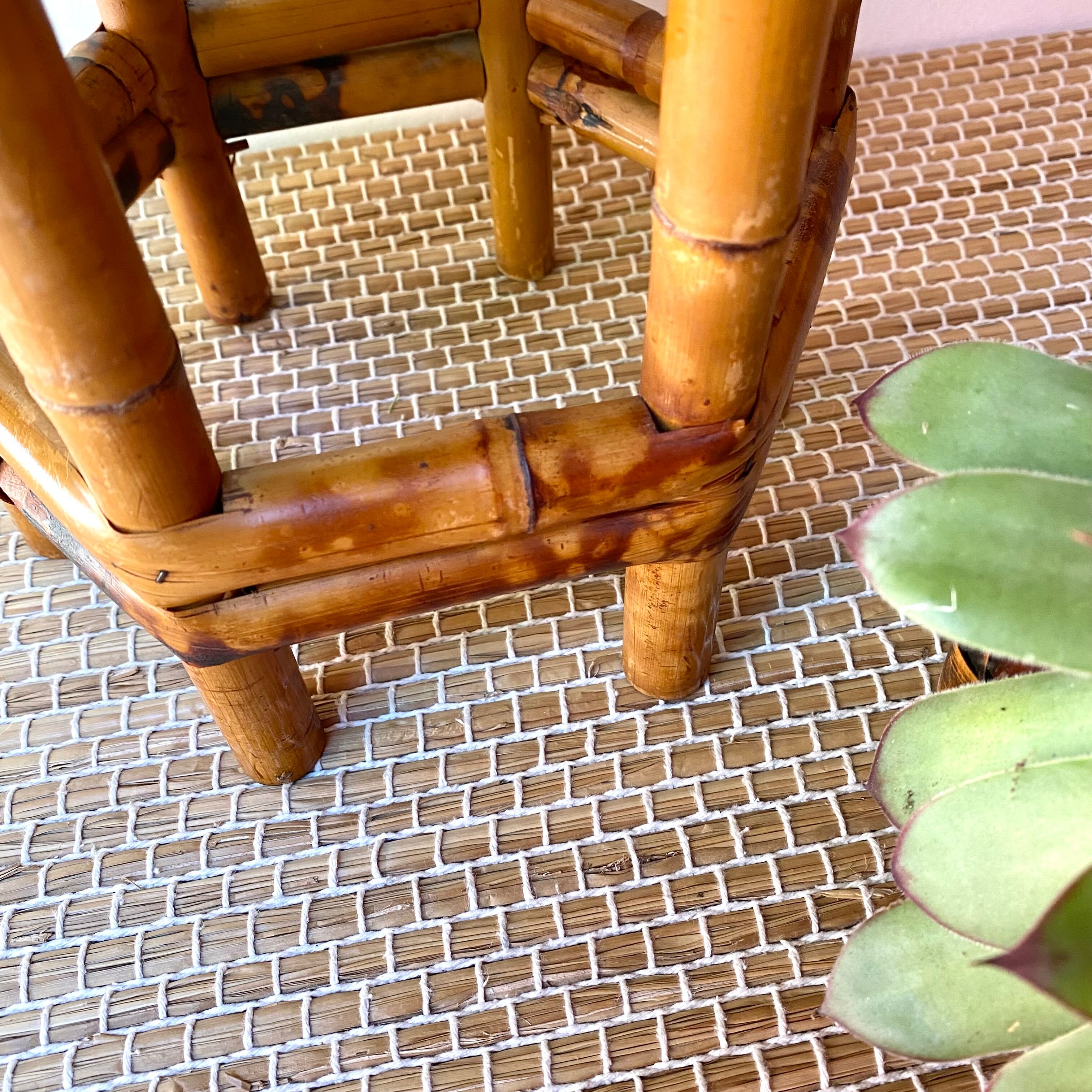 Bamboo plant-holder stool