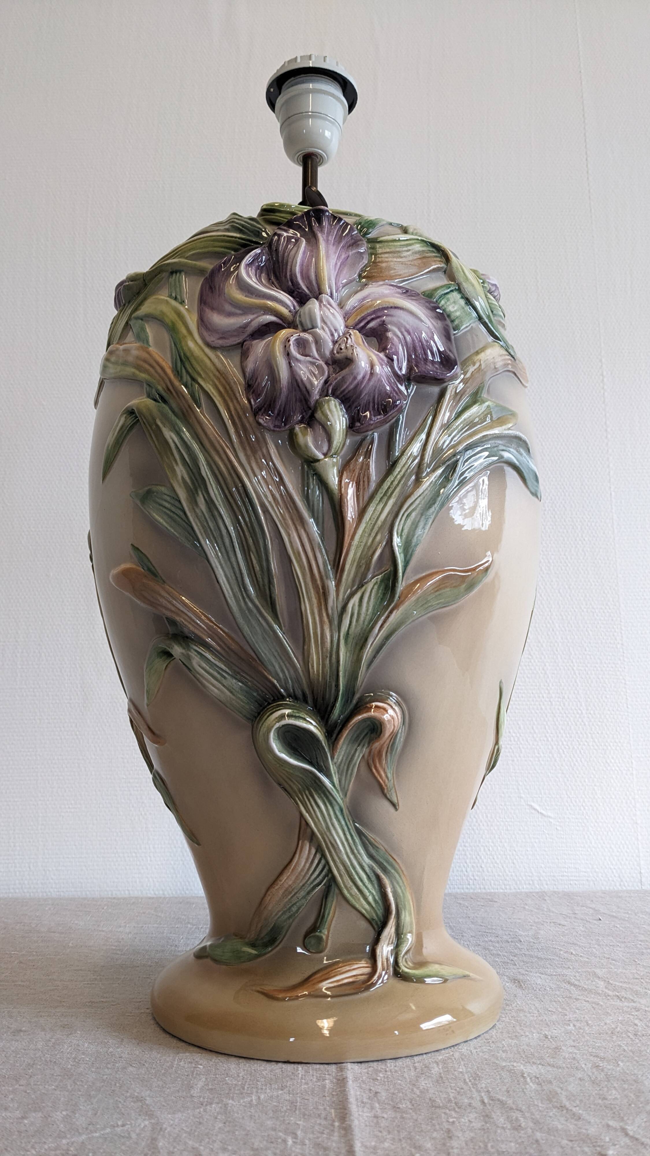 XL lamp base in earthenware from Maison Chaumette, France circa 1980.