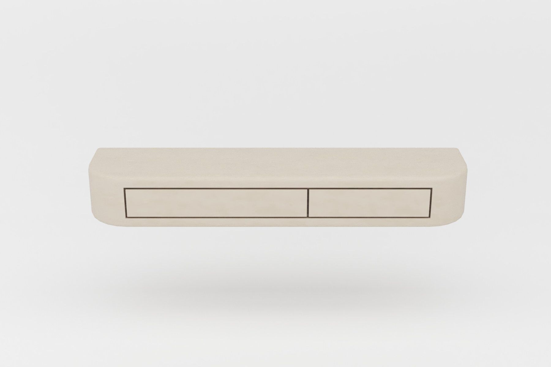Contemporary Handmade Textured Plaster Floating Drawer with Walnut Interior