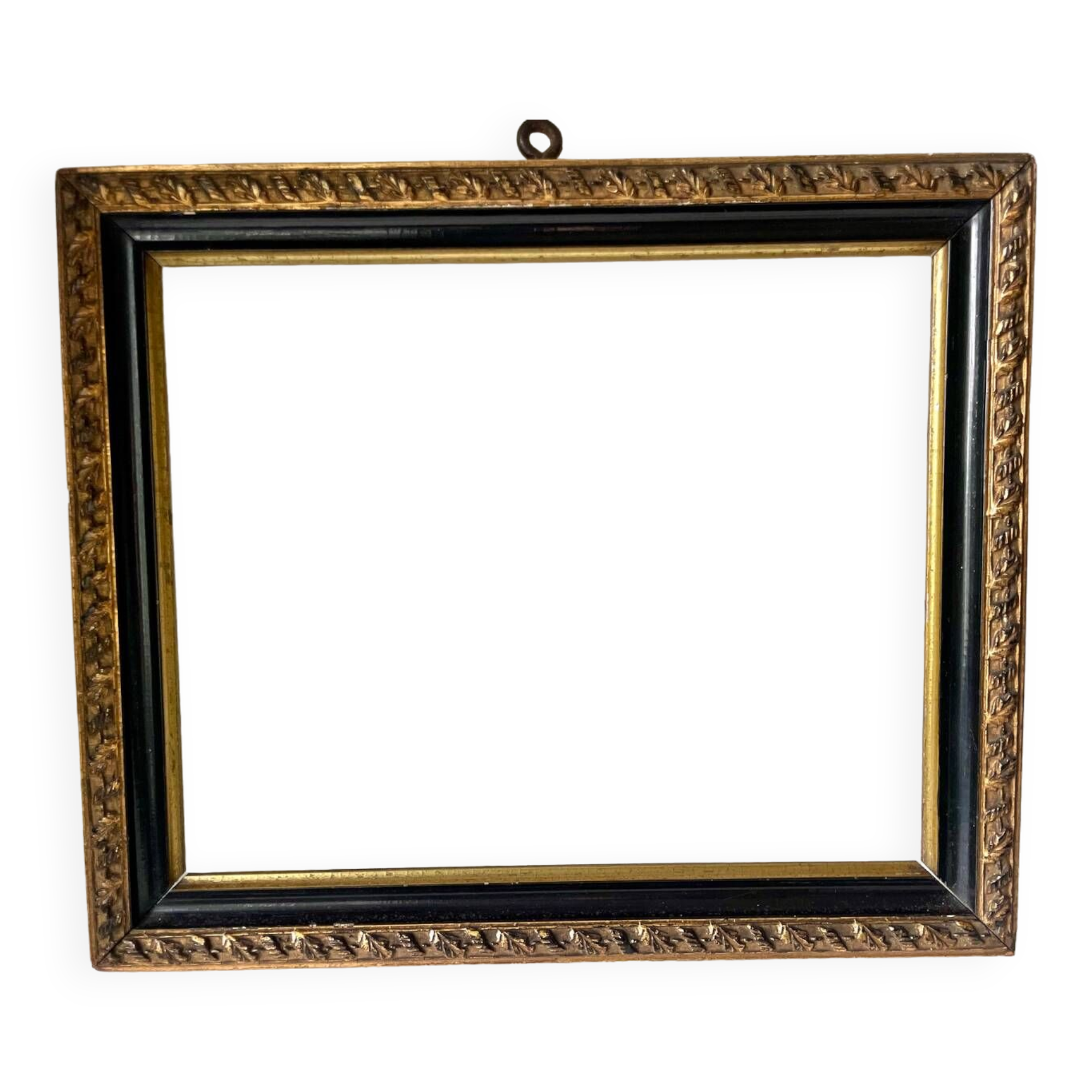 Antique wood frame Black & gilded border 28.5 cm x 24 cm