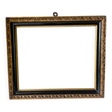 Cadre bois ancien Bordure noire & dorée 28,5 cm x 24 cm