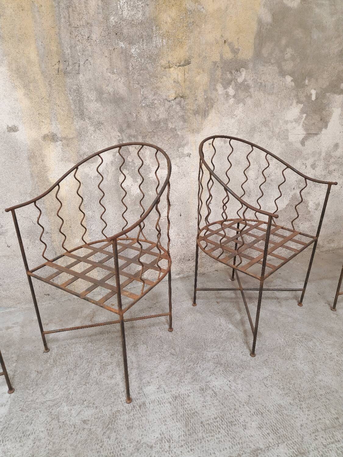 4 fauteuils de jardin en fer forgé