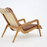 1960s Jan Vanek Very Rare Relaxing Oak Armchair, Czechoslovakia
