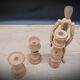 Trio turned wood candlesticks
