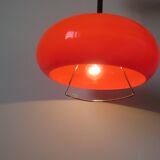 Orange perspex and chrome metal pendant light, space age, 1970