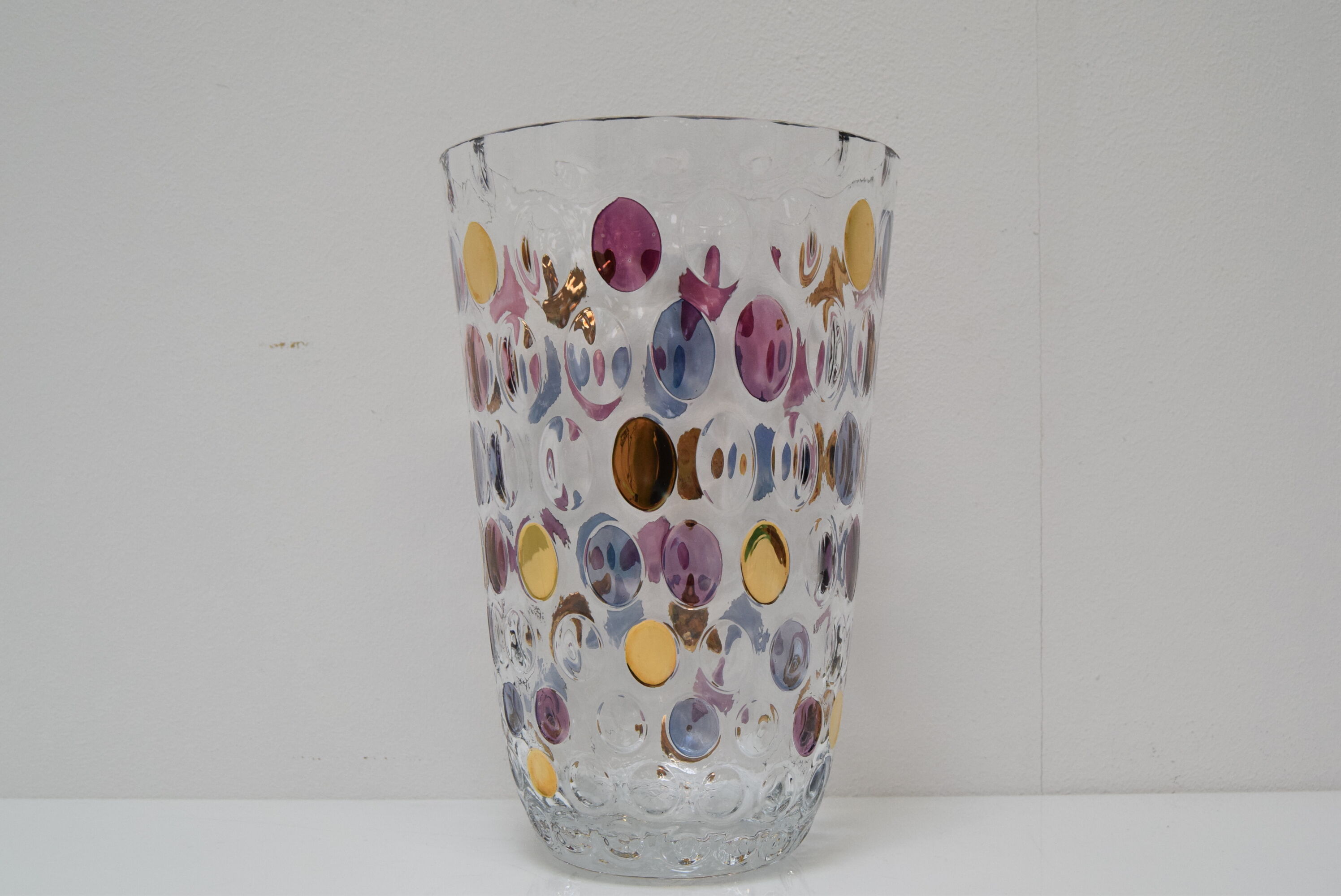 Vintage glass vase by Glasswork Novy Bor 1950's